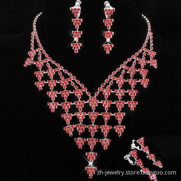 Gemstone Inlay Metal Necklace Sets, The Necklace Can Match the Warrings and Necklace and Rings